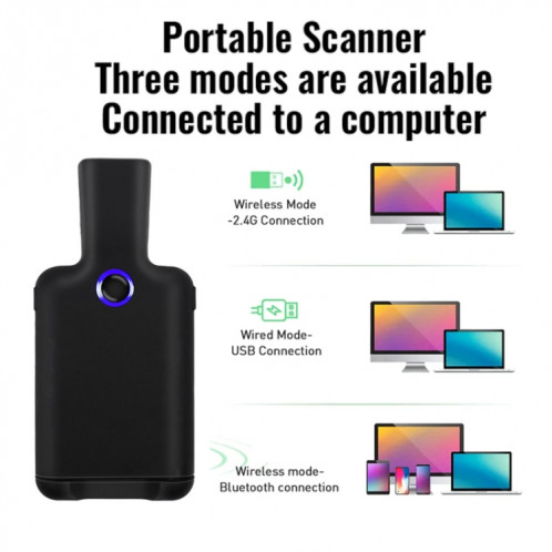 Scanner de codes-barres Bluetooth HC101D 2D, lecteur de codes-barres sans fil avec clip arrière pour téléphone, spécifications : côté SH28021906-08